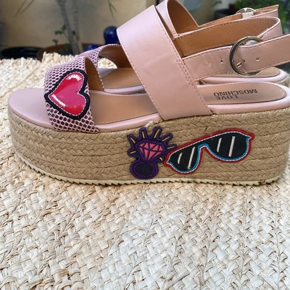 Love Moschino fun I DO pink espadrille sandals - Picture 4 of 14